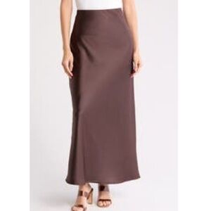 NWT Renee C. Chocolate Brown Satin Maxi Skirt